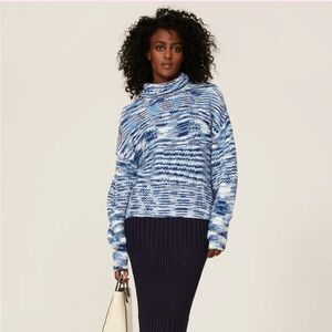 STAUD Benny blue turtleneck sweater| size large